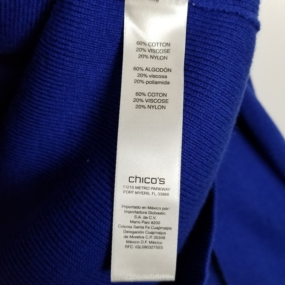 Chico's Cardigan Cape Sweater Vneck Button Sleeveless Blue Size 0 Small/Medium - Picture 5 of 11